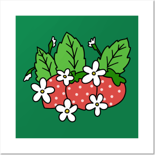 Flowery Strawberries Posters and Art